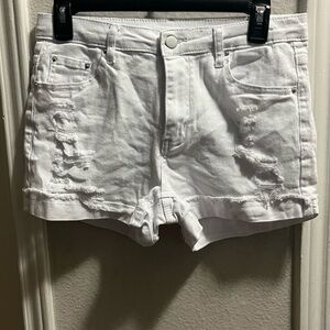 Junior girls White Distressed Women's Denim stretch Shorts